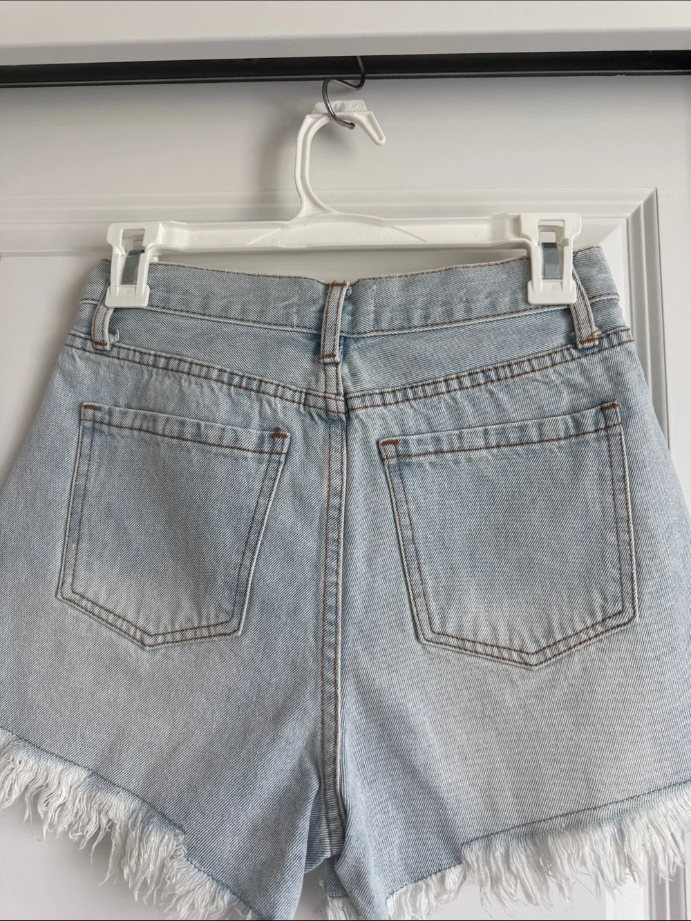 Jean Shorts Frayed High Rise Light Wash Denim Cutoff